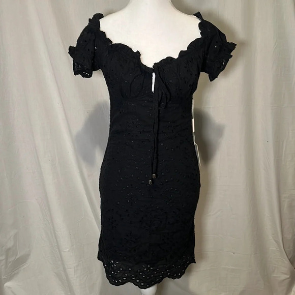 black eyelet front Paradise USA body on dress size large - Picture 1 of 6